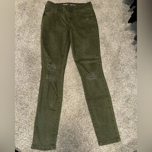 Olive Distressed Skinny Jeans Old Navy